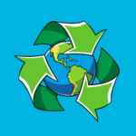 Logo for Recycling with earth in the middle