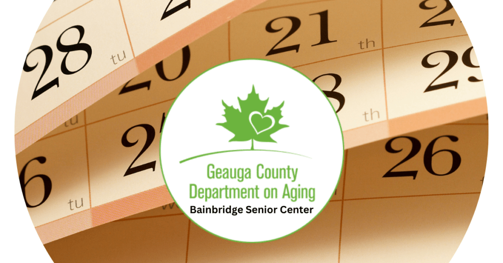 Calendar pages with Geauga Department of Aging