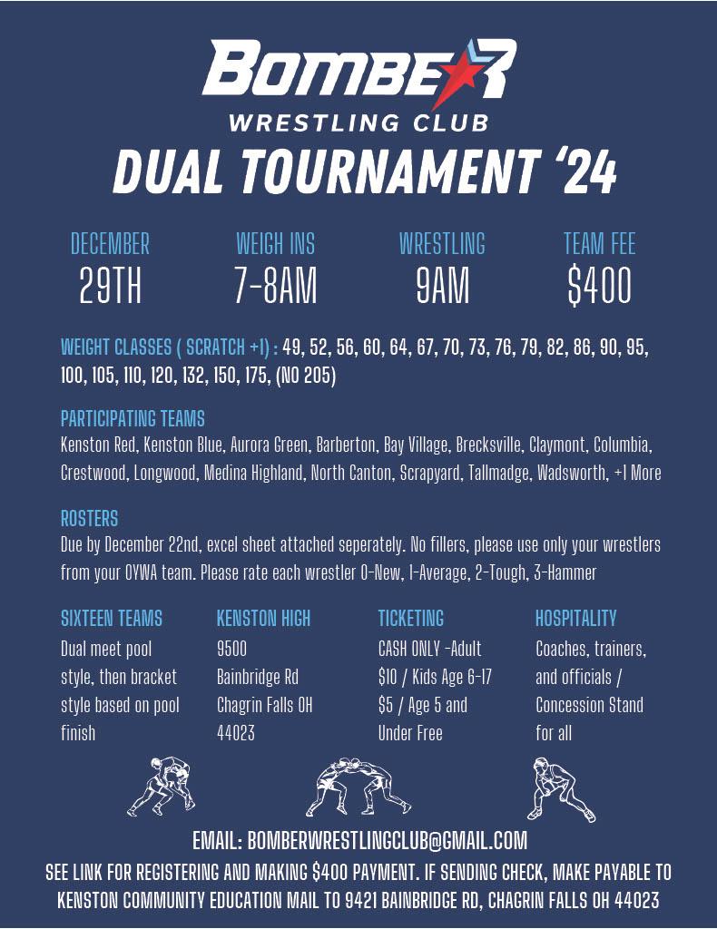 Kenston Bomber Wrestling Club Dual Tournament 2024