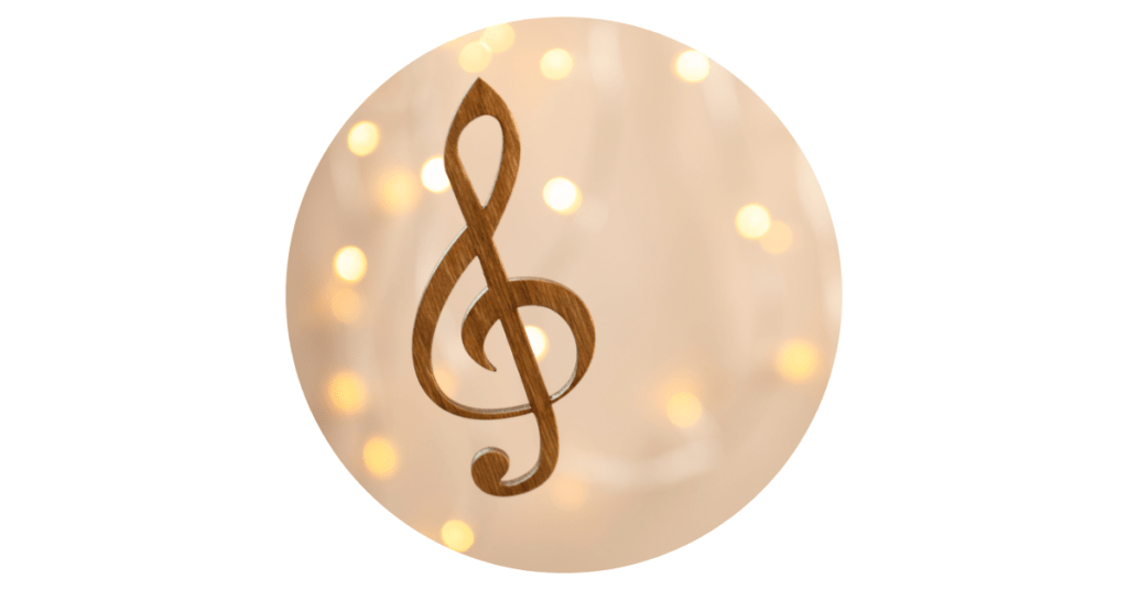 Music note with holiday lights