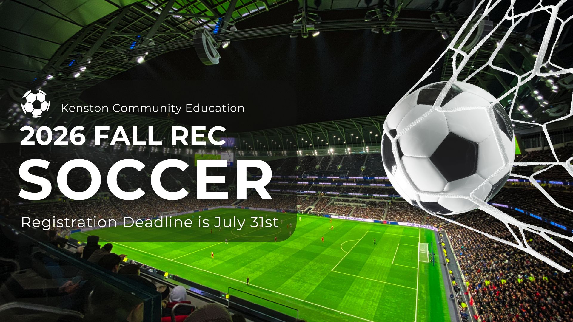KCE FALL Rec Soccer Registration Deadline